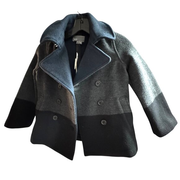 Vince. Kids Double-Breasted Wool-Blend Peacoat Size 6 Gray/Black - Picture 2 of 5